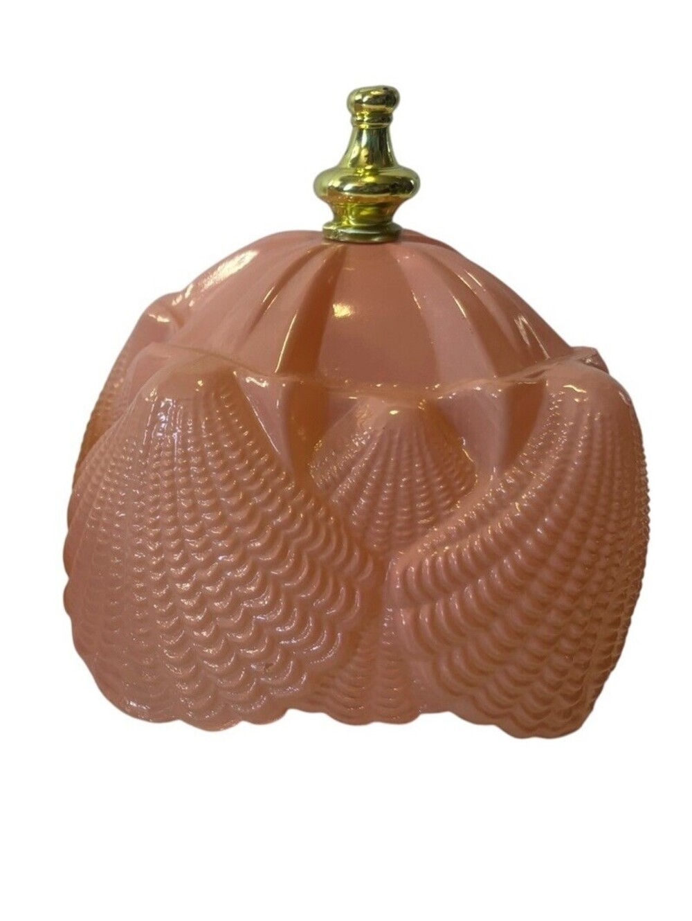 LE Smith 1940's Art Deco Southern Belle Pink Glass Boudoir Lamp Shade Sea Shell